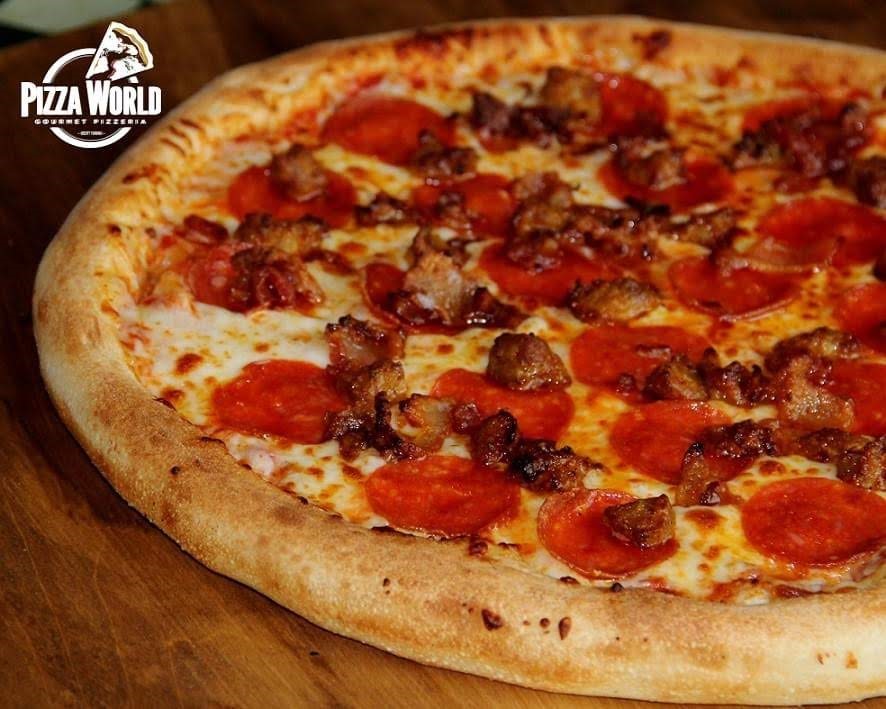 Hideaway Marina - Pizza World takeout, dine-in, and delivery to your dock - meat lovers pizza