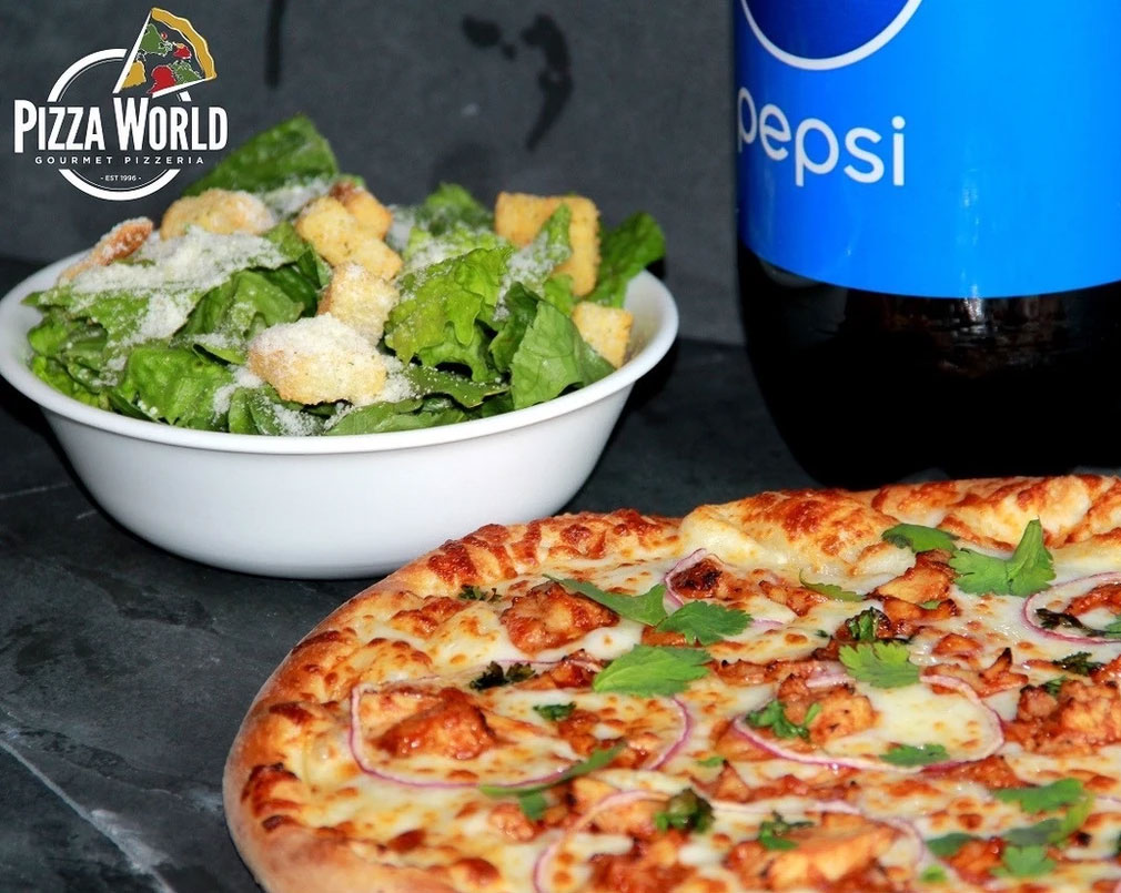 Hideaway Marina - Pizza World takeout, dine-in, and delivery to your dock - pizza and salad
